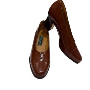 Cole Haan Women’s Brown Patent Leather Block Heel Pumps Made In ITALY Sz 7.5 NEW